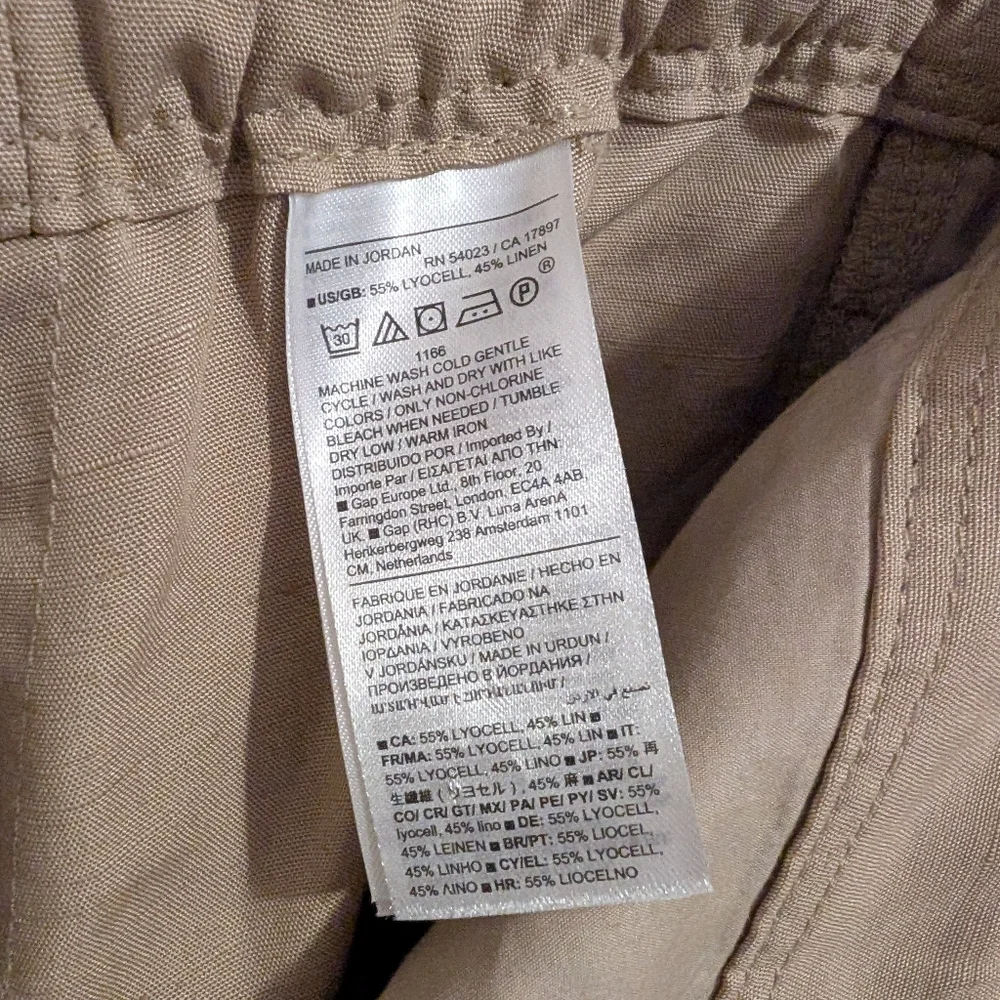 Banana Republic Pants 2024 Womens Large Wide Leg Relaxed Tencel Linen Khaki Tan